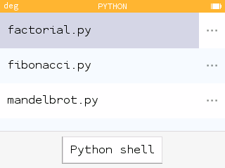 Lijst van scripts in de Python applicatie