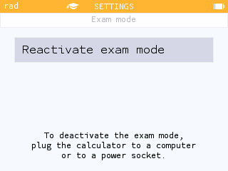 Wanneer de examenstand is geactiveerd, verschijnt er een bericht met uitleg over hoe deze kan worden uitgeschakeld