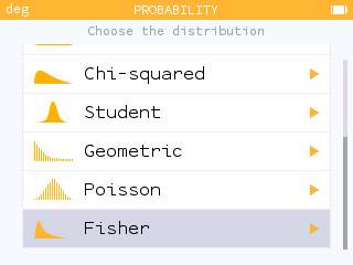 Fisher's kansverdeling beschikbaar in de Kansrekenen applicatie