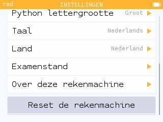 Reset de rekenmachine vanuit Instellingen