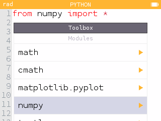 Numpy section of the toolbox