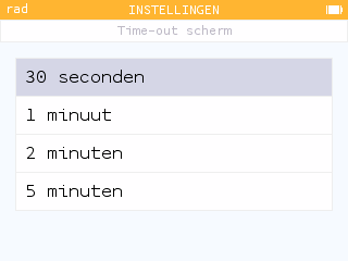 Stel de tijd in voordat het scherm automatisch dimt