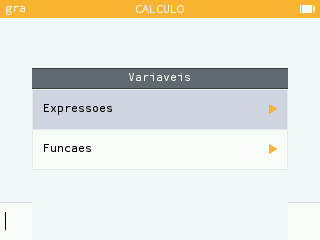 As funções definidas na aplicação Funções estão disponíveis no menu variáveis.