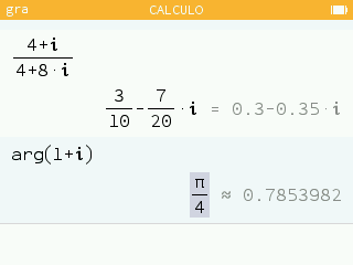 Os argumentos dos números complexos são calculados com o número pi