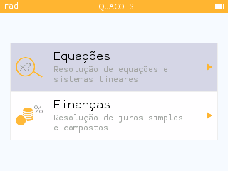 Nova aplicação Equações