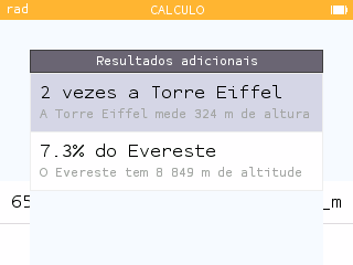 Comparação com grandezas de referência para cálculos com unidades