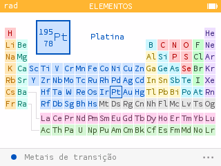 Elemento selecionado na tabela periódica