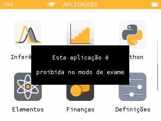 Aplicação bloqueada em modo exame