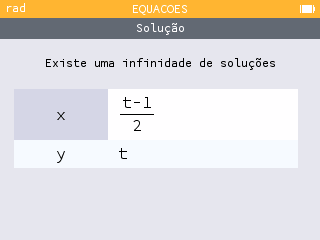 Sistema de equações linear com uma infinidade de soluções