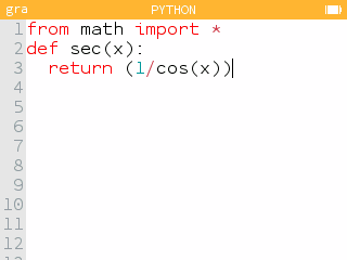 Importação do módulo math